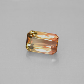 Turmalina multicolorido natural 1,59ct, corte esmeralda, VS