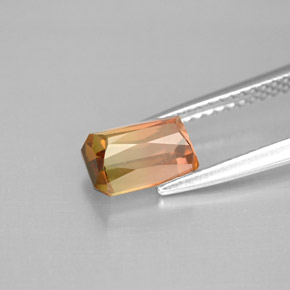 Turmalina multicolorido natural 1,59ct, corte esmeralda, VS