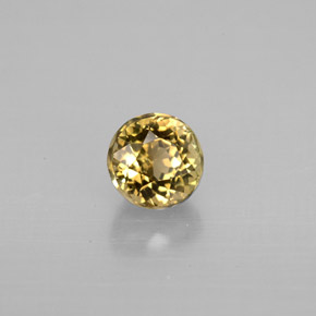Turmalina amarelo natural 0,90ct, corte redondo, VVS