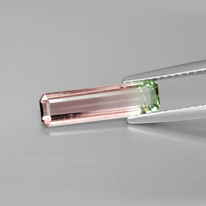 Turmalina multicolorido natural 1,36ct, corte esmeralda, VS