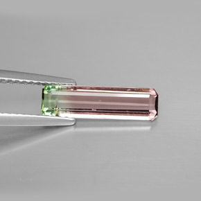 Turmalina multicolorido natural 1,36ct, corte esmeralda, VS