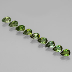 Pedras preciosas de turmalina verde natural de 3,52 ct, formato de pêra, VVS-VS