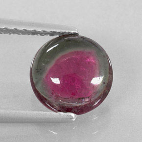 Turmalina multicolorido natural 1,41ct, corte redondo, translúcido