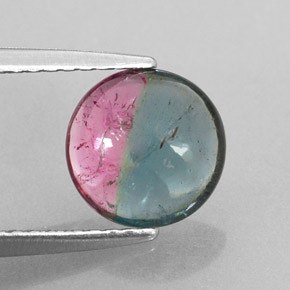 Turmalina multicolorido natural 1,46ct, corte redondo, transparente