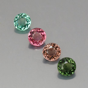 Pedras preciosas de turmalina multicolorido natural de  ct, corte redondo, VVS