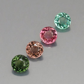 Pedras preciosas de turmalina multicolorido natural de  ct, corte redondo, VVS