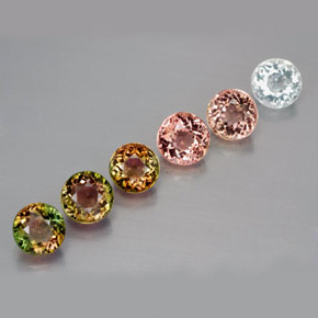 Pedras preciosas de turmalina multicolorido natural de  ct, corte redondo, VVS-VS