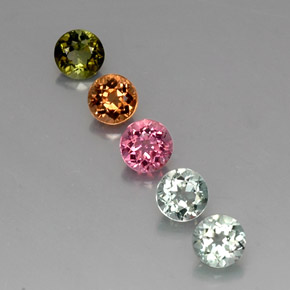Pedras preciosas de turmalina multicolorido natural de  ct, corte redondo, VVS-VS