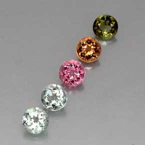 Pedras preciosas de turmalina multicolorido natural de  ct, corte redondo, VVS-VS