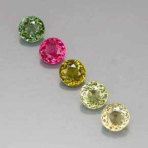 Pedras preciosas de turmalina multicolorido natural de  ct, corte redondo, VVS-VS