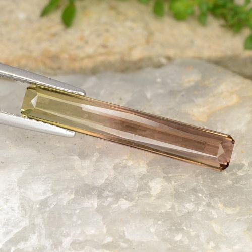 Turmalina bicolor natural 4,87ct, corte esmeralda, VVS-VS