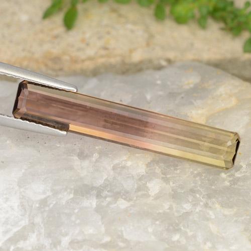 Turmalina bicolor natural 4,63ct, corte esmeralda, VVS-VS