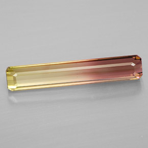 Turmalina bicolor natural 4,12ct, corte esmeralda, VS