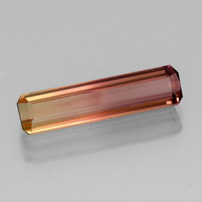 Turmalina bicolor natural 3,18ct, corte esmeralda, VVS-VS