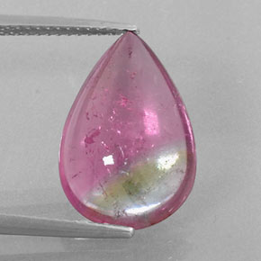 Turmalina bicolor natural 6,72ct, formato de pêra, transparente