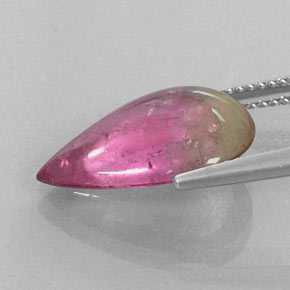 Turmalina bicolor natural 6,72ct, formato de pêra, transparente
