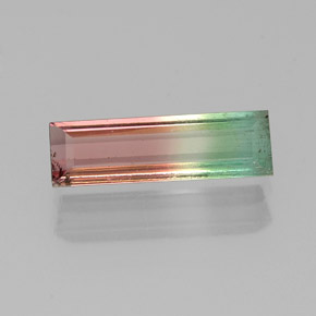 Turmalina multicolorido natural 0,84ct, baguete, VS-SI