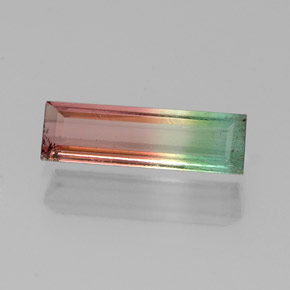 Turmalina multicolorido natural 0,84ct, baguete, VS-SI