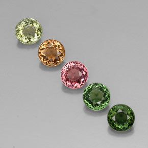 Pedras preciosas de turmalina multicolorido natural de  ct, corte redondo, VVS-VS
