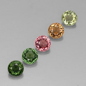 Pedras preciosas de turmalina multicolorido natural de  ct, corte redondo, VVS-VS