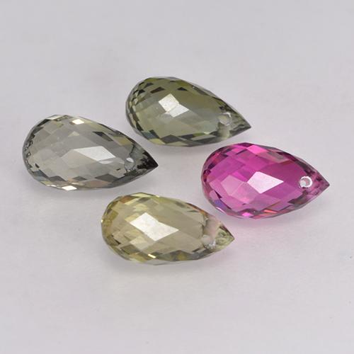 Pedras preciosas de turmalina multicolorido natural de 2,95 ct, briolete, VS