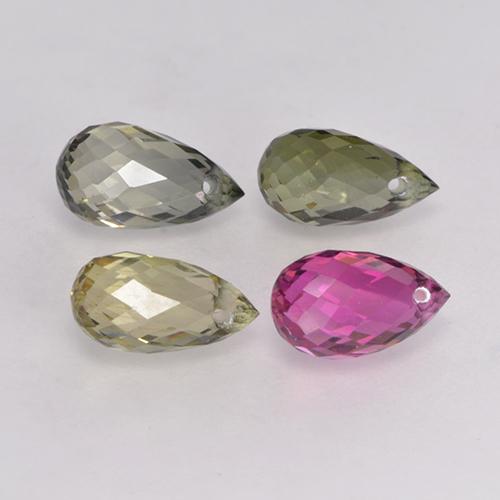 Pedras preciosas de turmalina multicolorido natural de 2,95 ct, briolete, VS