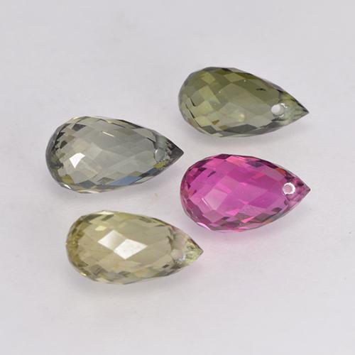 Pedras preciosas de turmalina multicolorido natural de 2,95 ct, briolete, VS
