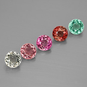 Pedras preciosas de turmalina multicolorido natural de  ct, corte redondo, VVS