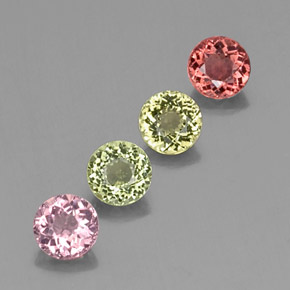 Pedras preciosas de turmalina multicolorido natural de  ct, corte redondo, VVS