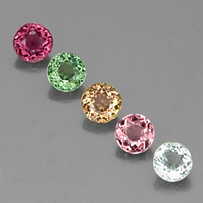 Pedras preciosas de turmalina multicolorido natural de  ct, corte redondo, VVS