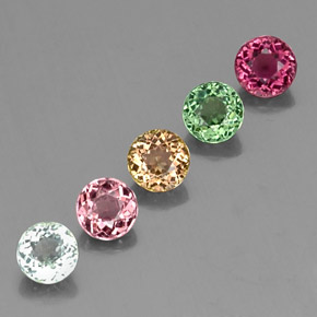 Pedras preciosas de turmalina multicolorido natural de  ct, corte redondo, VVS
