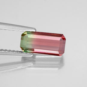 Turmalina multicolorido natural 1,75ct, corte esmeralda, VS