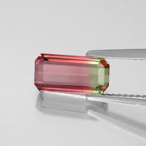 Turmalina multicolorido natural 1,75ct, corte esmeralda, VS