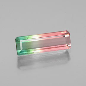 Turmalina multicolorido natural 1,14ct, corte esmeralda, VS-SI