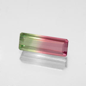 Turmalina bicolor natural 0,99ct, corte esmeralda, VS-SI