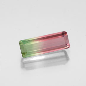 Turmalina bicolor natural 0,99ct, corte esmeralda, VS-SI
