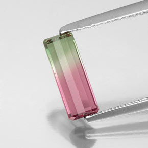 Turmalina bicolor natural 0,99ct, corte esmeralda, VS-SI
