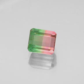 Turmalina bicolor natural 0,87ct, corte esmeralda, VS-SI