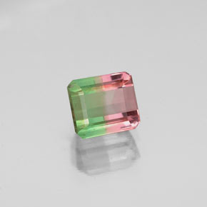 Turmalina bicolor natural 0,87ct, corte esmeralda, VS-SI