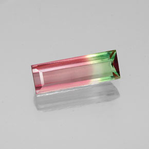 Turmalina multicolorido natural 0,87ct, baguete, VVS-VS