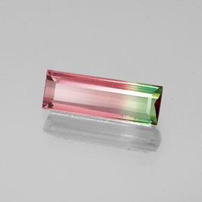 Turmalina multicolorido natural 0,87ct, baguete, VVS-VS