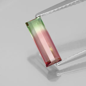 Turmalina multicolorido natural 0,87ct, baguete, VVS-VS
