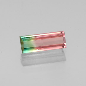Turmalina multicolorido natural 0,68ct, baguete, VS