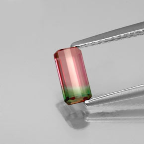 Turmalina multicolorido natural 0,65ct, corte esmeralda, VS