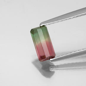 Turmalina multicolorido natural 0,72ct, corte esmeralda, SI