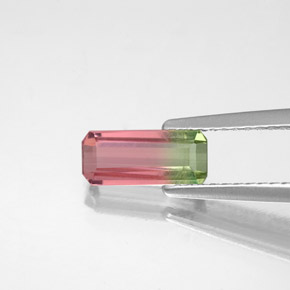 Turmalina bicolor natural 0,77ct, corte esmeralda, VS-SI