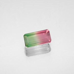 Turmalina multicolorido natural 0,76ct, corte esmeralda, VS