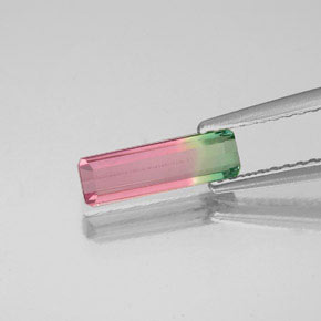 Turmalina bicolor natural 0,74ct, corte esmeralda, VS-SI