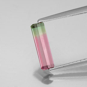 Turmalina bicolor natural 0,74ct, corte esmeralda, VS-SI