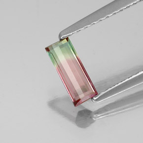 Turmalina multicolorido natural 0,39ct, baguete, VS